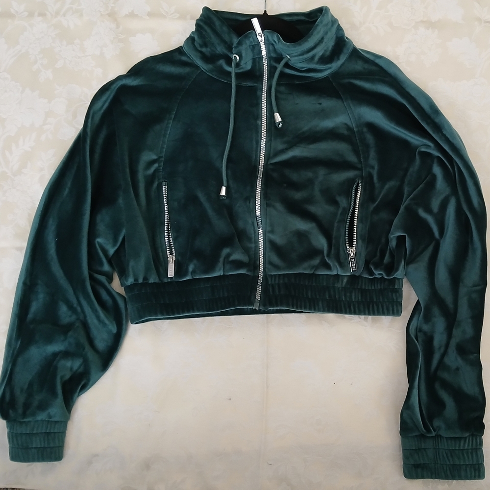GUESS green velvet cropped jacket